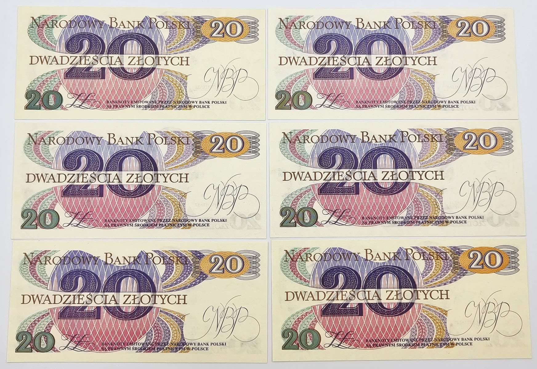 20 złotych 1982, zestaw 6 sztuk